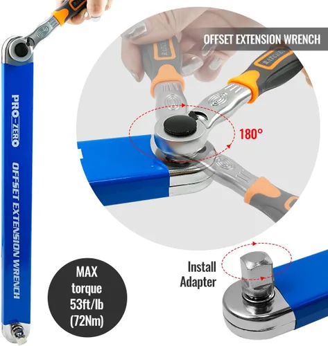 Miniatura 5 de Llave de extensión compensada de impacto lista de Bqweun, juego de llave de extensión de alcance estrecho, con adaptadores de accionamiento cuadrado