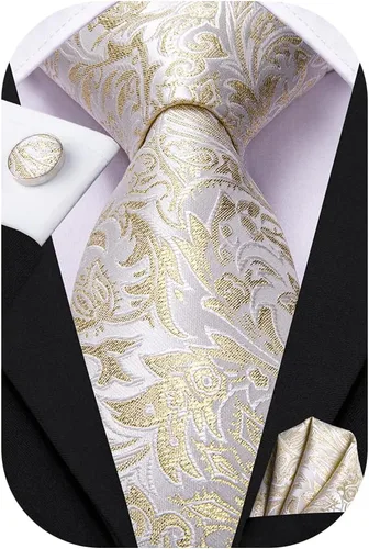 Miniatura 18 de Dubulle Corbata tejida de cachemira para hombre y gemelos de pañuelo para hombre, conjunto de gemelos para boda formal y negocios