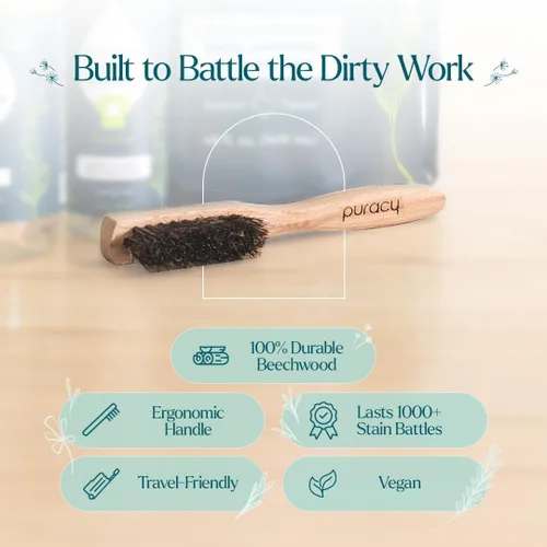 Miniatura 2 de Puracy Cepillo Quitamanchas para Manchas Duras, Profundas y Antiguas en la Ropa, con Cerdas Veganas para la Eliminación Segura y Efectiva de Manchas
