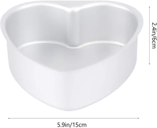 Miniatura 6 de Yardwe Molde de aluminio para hornear con forma de corazón, molde antiadherente para hornear en forma de corazón, 2 unidades, 6 pulgadas