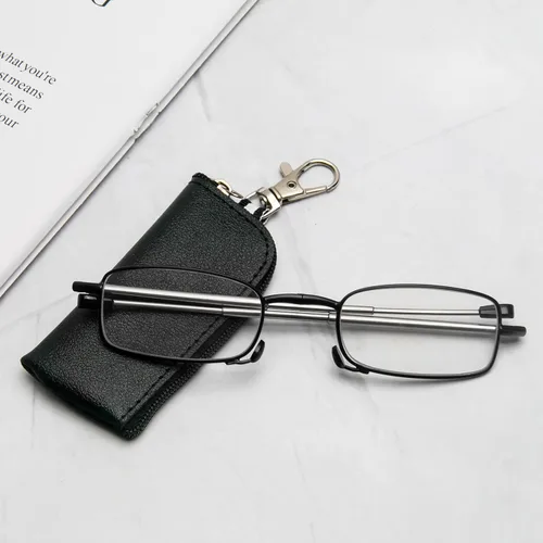 Miniatura 6 de Paquete de 2 lentes de lectura plegables para hombres y mujeres con llavero, bolsas compactas, bloqueo de luz azul, lectores portátiles de bolsillo