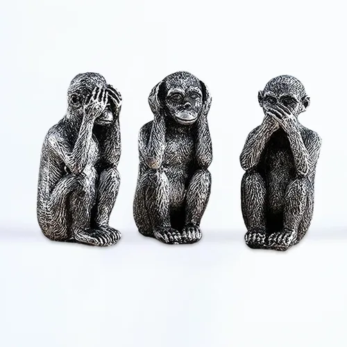 Miniatura 10 de Juego de estatuas de 3 monos sabios – Hear No Evil See No Evil Speak No Evil – Figuras de mono de resina para decoración de oficina y hogar – Opción