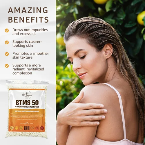 Miniatura 4 de Paralelo 33 BTMS 50 (1 libra/16 onzas) Emulsionante acondicionador 100% natural derivado de plantas Acondicionador emulsionante de alcohol