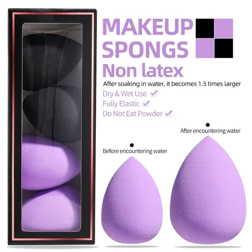 Miniatura 6 de BS-MALL Pinceles de maquillaje de alta calidad, base sintética, correctores de polvo, sombras de ojos, 18 piezas, juego de brochas con 4 esponjas