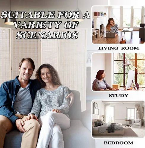 Miniatura 5 de Divisor de habitación de bambú de 6 pies de alto, 4 paneles divisores de habitación y pantallas de privacidad plegables, separación decorativa