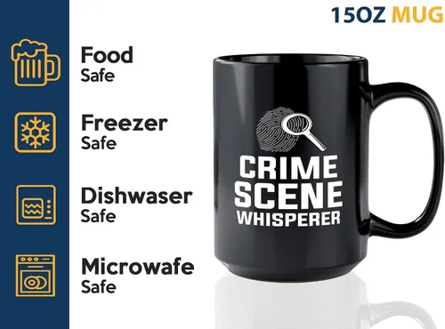 Miniatura 4 de Taza de café detective de 15 onzas, color negro, susurrador de escena del crimen, oficial de policía, policía, patrulla, detective, policía