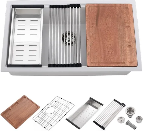 Miniatura 10 de Fregadero de barra negro de 12 pulgadas para montaje inferior de cuarzo-iAnomla 12x15 fregadero de cocina pequeño negro para montaje inferior barra