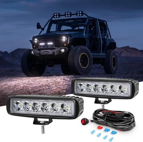 Miniatura 7 de GOOACC 2 unidades de barra de luz LED de 18 W, haz de trabajo, vainas de haz de luz todoterreno para conducción antiniebla, lámpara inversa