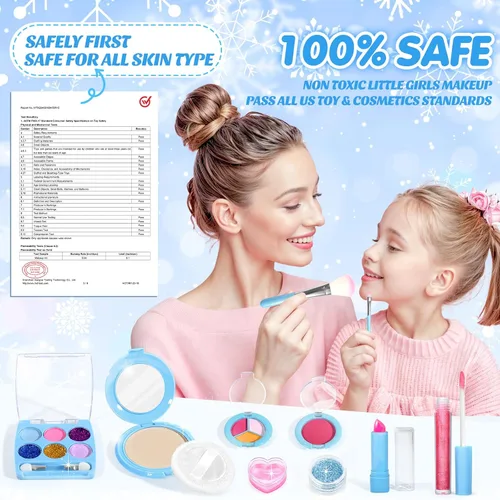 Miniatura 3 de INNOCHEER Kit de maquillaje para niñas, juguetes de maquillaje Frozen para niñas, maquillaje lavable de doble capa para niños, maquillaje Frozen
