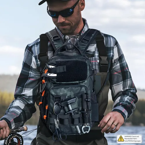 Miniatura 6 de THKFISH Mochila de pesca con soporte para caña, kit de herramientas de pesca, bolsa resistente al agua con kit de señuelos de pesca, caja