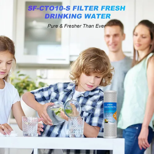 Miniatura 6 de Cartucho de filtro de agua de sedimentos de carbono CTO para toda la casa de 1 micrón, 2.5 x 10 pulgadas, compatible con DuPont WFPFC8002