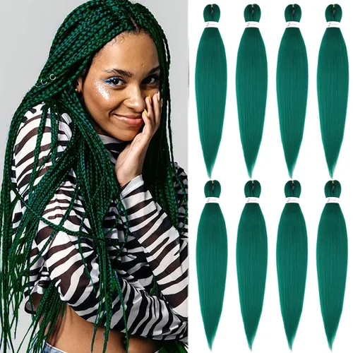 Miniatura 70 de Extensiones de cabello trenzado morado preestiradas, 20 pulgadas, 2 piezas de cabello sintético trenzado para niñas y mujeres, fiesta, disfraz
