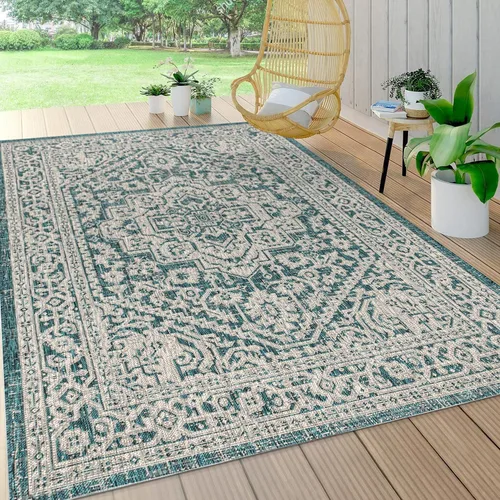 Miniatura 12 de Eyely BMS101D-28 - Alfombra de pasillo con textura de medallón de Santa Mónica Slesi, para interiores y exteriores, estilo costero, bohemio, Gris
