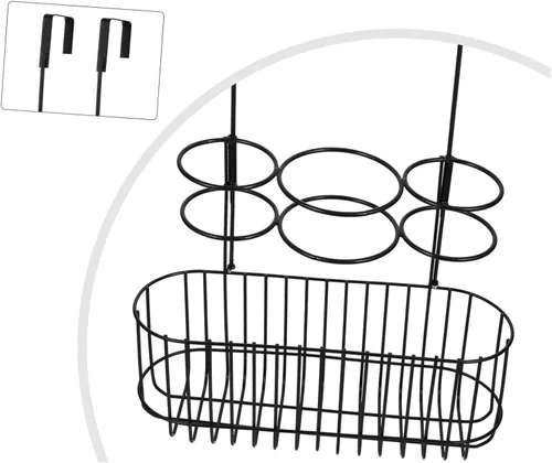 Miniatura 3 de Housoutil Soporte para secador de pelo, soporte para soplador de pelo de metal, organizador de despensa para colgar sobre la puerta, soporte