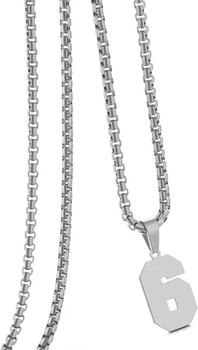 Miniatura 148 de Collar de Número Dorado para Hombre, Cadena de Acero Inoxidable con Colgante de Número para Atletas, Joyería Deportiva Personalizada para Niños