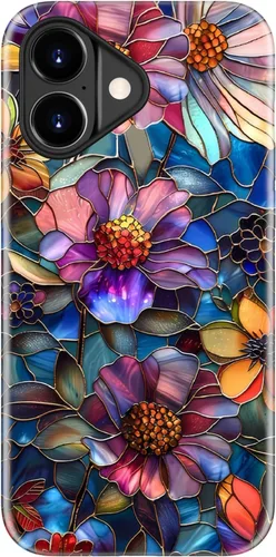 Miniatura 75 de Funda para iPhone 12 Mini, compatible con carga inalámbrica, protección de doble capa con elegante diseño de flores silvestres, silicona suave +
