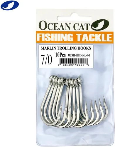 Miniatura 2 de OCEAN CAT Anzuelo de pesca clásico de acero inoxidable con púas de punto de desplazamiento de pulpo, círculo, anzuelos de pesca para pesca de agua