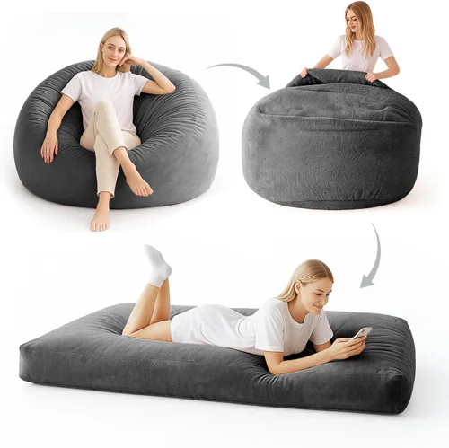 Miniatura 15 de Puf de 3 pies, puf con relleno, espuma viscoelástica altamente resistente, puf redondo de felpa, mueble para sala moderna, silla de lectura de ocio