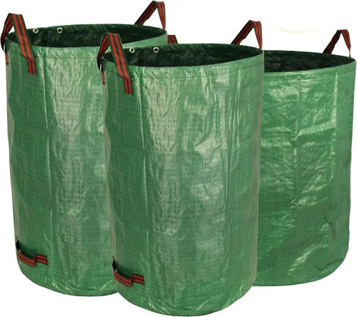 Gardzen Bolsas de basura de 32, 40 y 72 galones, reutilizables, resistentes, plegables, para hojas de jardín, con anillo de plástico, cubo de basura