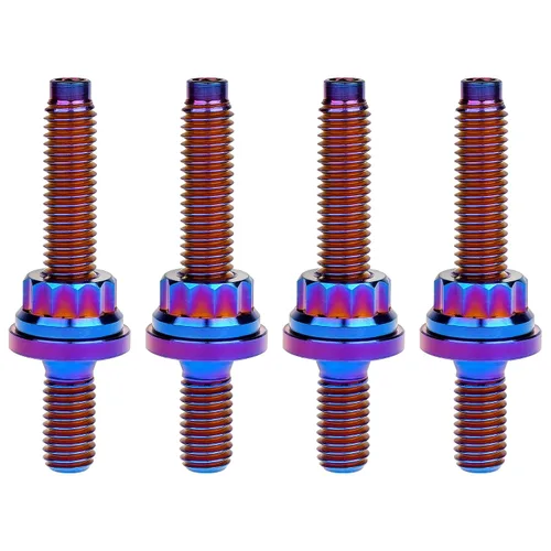 Miniatura 12 de Tornillo de titanio M8 M10x45 54 55 2.559 in paso 1.25 Kit de pernos de escape automotriz Kit tornillos, tuercas y arandelas Kit de 4 piezas