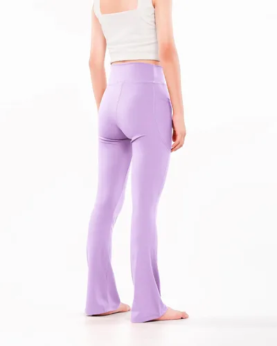 Miniatura 3 de HASMES Leggings acampanados para niñas, pantalones de yoga con cintura alta, pantalones casuales de baile, pantalones deportivos para niños