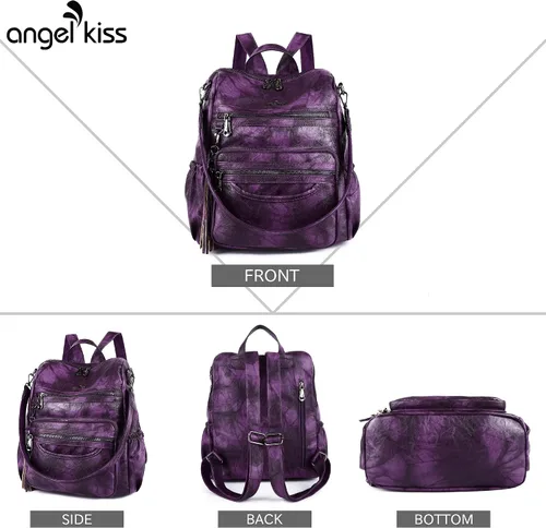 Miniatura 52 de Bolsos mochila monedero de piel sintética para mujer, bolsas con zíper, mochilas de hombro casuales