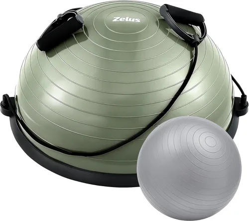 Miniatura 10 de ZELUS Entrenador de pelota de equilibrio con bandas de resistencia y bomba de pie, pelota de yoga inflable para entrenamientos de gimnasio en casa