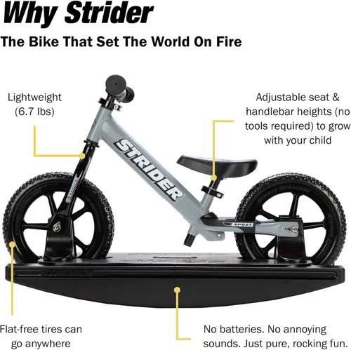 Miniatura 5 de Strider 12" – Ayuda a enseñar a los bebés cómo montar una bicicleta de equilibrio – para niños de 6 meses a 4 años – Montaje y ajustes fáciles Gris