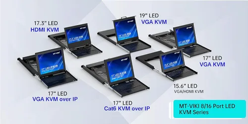 Miniatura 2 de MT-Viki Conmutador KVM de montaje en rack de 17" VGA 8 puertos, monitor de montaje en rack KVM Fit 1U 19'' Rack, 23.622-31.496 in (23.6~31.8'')