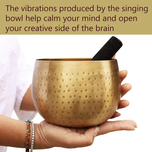 Miniatura 6 de DharmaObjects - Juego de cojín, mazo y cuenco tibetano cantor de meditación con anillo gong (Jumbo)