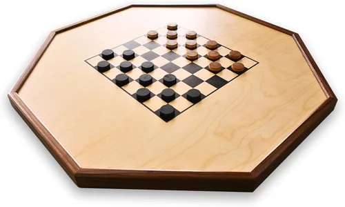 Miniatura 4 de The Deluxe (Walnut Rail) - Juego de mesa tradicional de crokinole octágono
