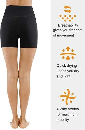 Miniatura 5 de THE GYM PEOPLE - Pantalones cortos de yoga para mujer, con cintura alta, control de abdomen y bolsillos profundos, para gimnasia, entrenamiento