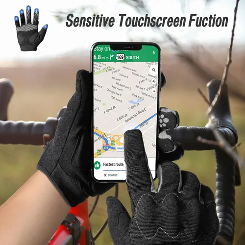 Miniatura 4 de WPTCAL Guantes de ciclismo para hombres y mujeres guantes de bicicleta antideslizantes con pantalla táctil completa guantes de ciclismo