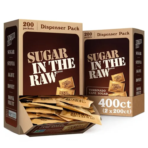 SUGAR IN THE RAW, paquetes de azúcar de caña granulada, 200 unidades (paquete de 2)