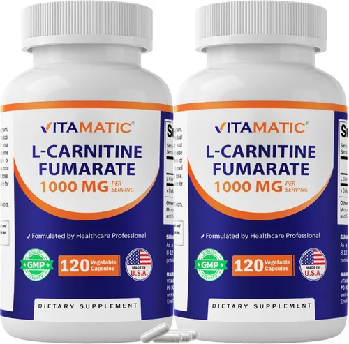Miniatura 11 de Vitamatic L-Carnitina Fumarato 1000 mg - 120 Cápsulas Vegetales (1 Botella)