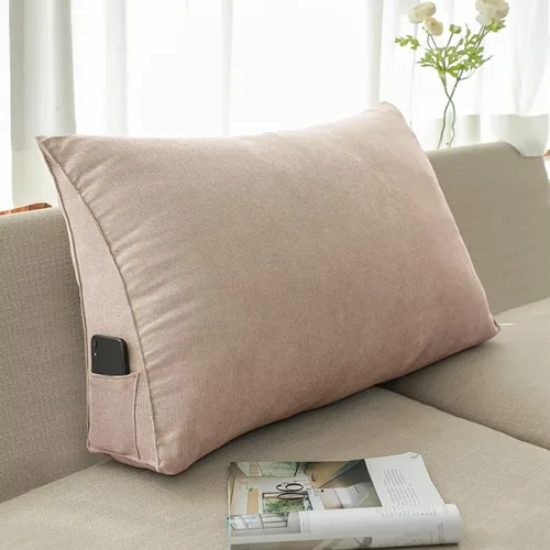 Miniatura 11 de Almohada triangular de cuña negra y gris para sentarse en la cama, cojín de cuña para respaldo, soporte lumbar de espalda, almohada tapizada