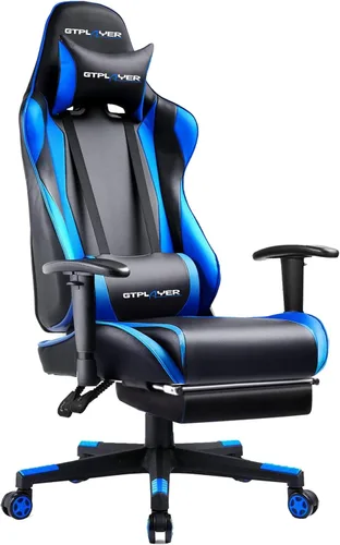 GTRACING Silla de juegos con reposapiés, silla ergonómica de escritorio para juegos de computadora, silla de juego reclinable, ajuste de altura del