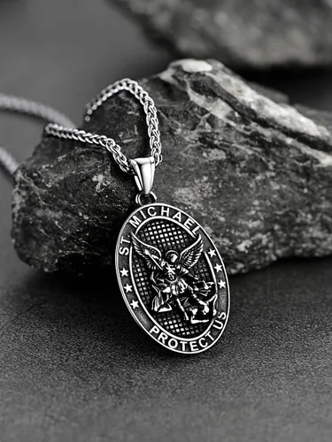 Miniatura 9 de FaithHeart Collar de San Miguel, acero inoxidable, chapado en oro de 18 quilates, amuleto colgante de San Miguel Arcángel para hombres y mujeres