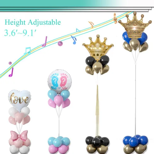 Miniatura 4 de Decojoy Kit de Soporte de Columna para Globos Juego de 2, Conjuntos de Portadores de Globos 2EN1 Soporte de Arco de Globos para Piso, Torre Pilar