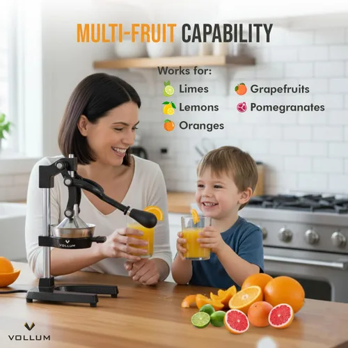 Miniatura 8 de Exprimidor manual de frutas, exprimidor de palanca de cítricos para el hogar de grado comercial para naranjas, limones, limas, pomelos y más, acero