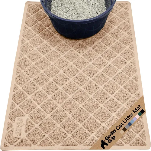 Miniatura 21 de Gorilla Grip - Tapete para atrapar la arena del arenero de gatos, 100% impermeable, fácil de limpiar, respaldo texturizado, suelos más limpios, se