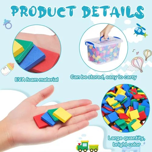 Miniatura 3 de Jexine 800 unidades de azulejos cuadrados de espuma, azulejos cuadrados de clasificación de color, contadores de matemáticas, manipuladores, juguete