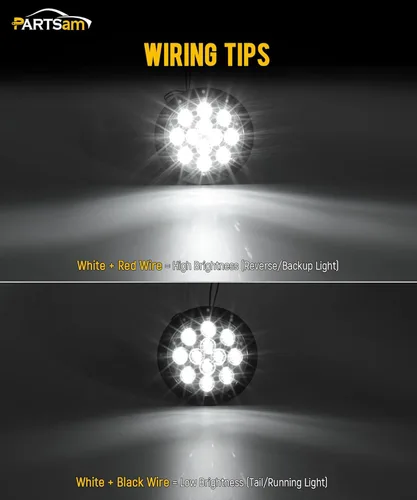 Miniatura 3 de Partsam - Luces traseras ledes redondas para remolque (4 pulgadas), Blanco Lente Transparente