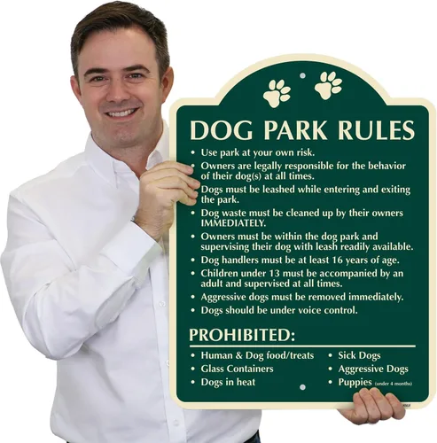 Miniatura 2 de SmartSign Cartel de diseño "Dog Park Rules - Use At Your Own Risk, Owners Legally Responsible ", 18" x 24", compuesto de aluminio de 120 mil (ACM)