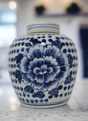 Miniatura 7 de Retro antiguo como estilo porcelana azul y blanca flor de cerezo azul flor de ciruelo florero de cerámica cubierto, estilo China Ming, Jingdezhen