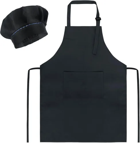 SUNLAND Juego de delantal y gorro para niños, delantal de chef para niños para cocinar, hornear y pintar