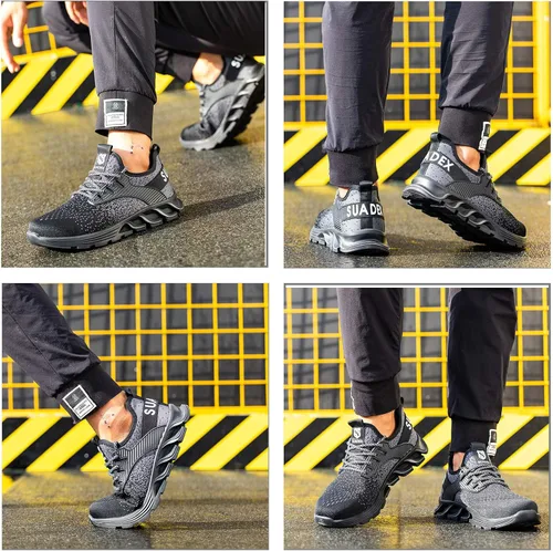 Miniatura 89 de SUADEX Zapatos deportivos con punta de acero para hombres y mujeres, indestructibles, ligeros, cómodos, antideslizantes, puntera compuesta