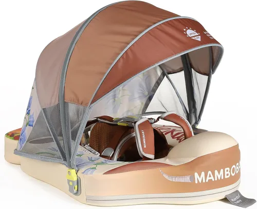 Miniatura 22 de Mambobaby Flotador no inflable para bebé con toldo, sistema de seguridad de cinco puntos, toldo 3D (desmontable) UPF 50+, flotadores de piscina