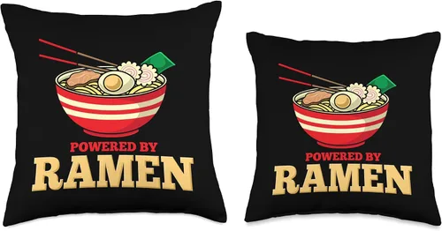 Miniatura 3 de Alimentado por ramen japonés fideos fideos impulsado por Ramen Japanese Anime Fideos, almohada de 15.7 x 15.7 in, multicolor