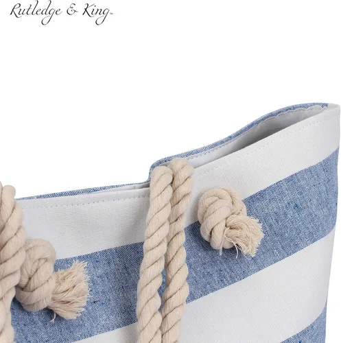 Miniatura 7 de Rutledge & King Bolso de mano - Bolsa de playa - Bolsa de playa - Bolsa grande con asas de cuerda